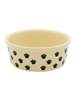 Fido`s Diner Paw Patterned Cream Stoneware Pet Bowl 16 cm x 16 cm x 6cm