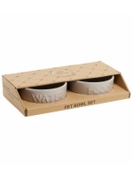 For Pets Only Water, Food. 2 piece Grey Pet Bowl Set 14 x 6 cm
