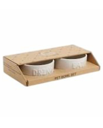 For Pets Only Drink, Eat. 2 piece White Pet Bowl Set 14 x 6 cm Homewares, Brand New image