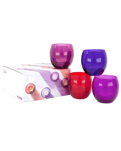 LSA International Coro Assorted Berry Glass Tea Light Holders and Tea Lights set of 4 Tableware, LSA International, Christmas Gifts, Wedding Gifts image
