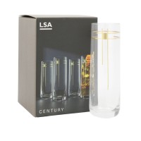 LSA International Century Gold Graphic Highball Glasses 420 ML set of 4