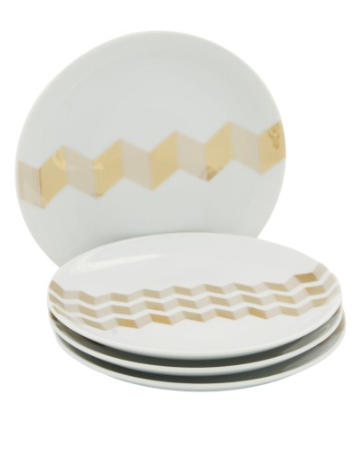 LSA International Chevron Metallic Gold Teaplates set of 4 Tableware, Homewares, LSA International, Christmas Gifts, Wedding Gifts image