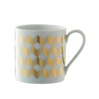LSA International Chevron Metallic Gold porcelain Mug