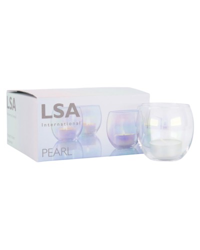 Showing image for LSA International 4 Pearl Glass Tea Light Holders & Candles LSA International 4 Pearl Glass Tea Light Holders & Candles Tableware, LSA International, Christmas Gifts, Wedding Gifts image