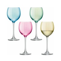 LSA International Polka Pastels Wine Glasses 400ML set of 4 assorted Colours