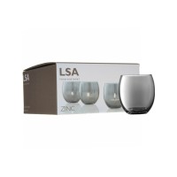 LSA International Zinc Glass Tea Light Holders & Candles set of 4