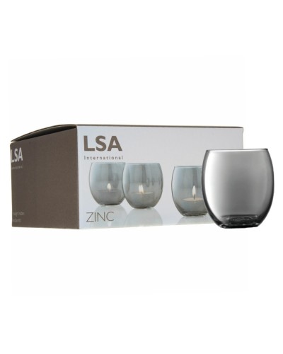 LSA International Zinc Glass Tea Light Holders & Candles set of 4 image