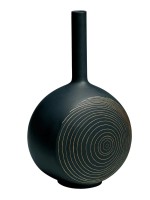 Lladro Black and Gold Canvas Vase Tree Rings.