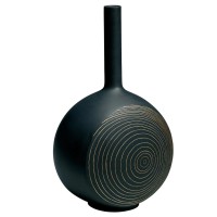 Lladro Black and Gold Canvas Vase Tree Rings.