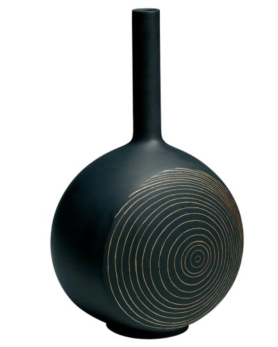 Lladro Black and Gold Canvas Vase Tree Rings. image