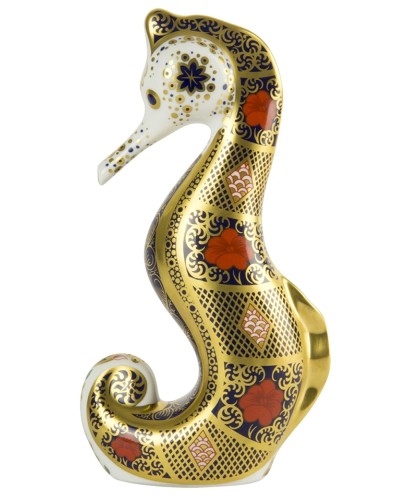 Royal Crown Derby Old Imari Solid Gold Band Seahorse image