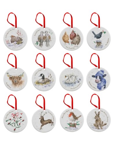 Royal Worcester Wrendale Designs 12 Christmas Decorations Tableware, Royal Worcester, Portmeirion , Brand New , IT`S CHRISTMAS, Christmas Decorations, Christmas Gifts image