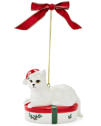 Spode Christmas Tree Kitten with Giftbox Ornament image