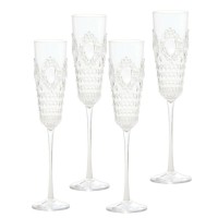 Baci Milano Baroque and Clear Acrylic Champagne Flutes x 4