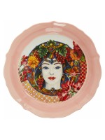 Baci Milano Rustic Style Decorated Coral Porcelain Bowl 26 x 26 cm