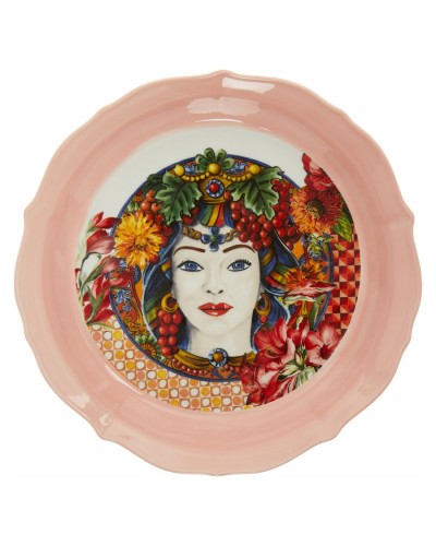 Baci Milano Rustic Style Decorated Coral Porcelain Bowl 26 x 26 cm image