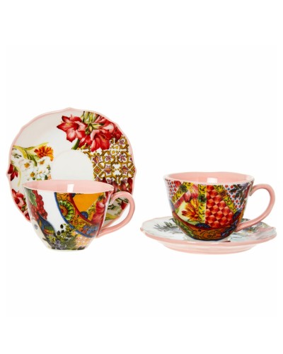 Showing image for Baci Milano Multicoloured Patterned cups and saucers 4 pce set Baci Milano Multicoloured Patterned cups and saucers 4 pce set Tableware, Homewares, Brand New , Christmas Decorations, Christmas Gifts, Baci Milano image
