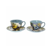 Baci Milano Blue Patterned Cups and saucers 4 pce set