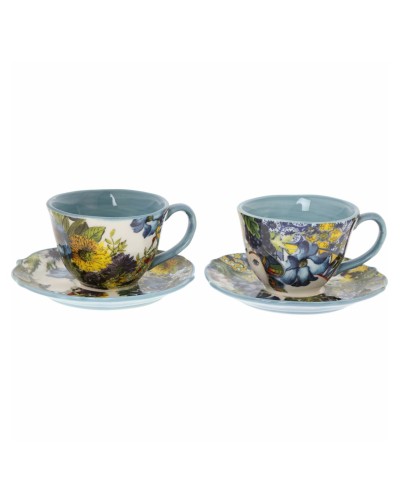 Baci Milano Blue Patterned Cups and saucers 4 pce set Tableware, Homewares, Brand New , Christmas Decorations, Christmas Gifts, Baci Milano image