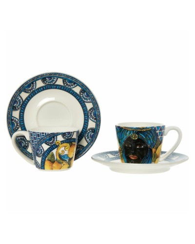 Baci Milano Scilly Blue Espresso 2 cups and Saucers set Tableware, Homewares, Brand New image