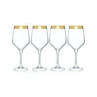 Cristalleria Filli Fumo Gold Trimmed Wine Glasses 25cm set of 4