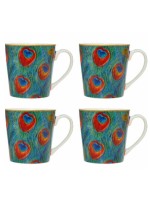 Leonardo Collection Peacock design Mugs x 4