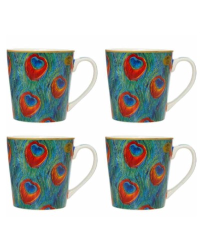 Leonardo Collection Peacock design Mugs x 4 Tableware, Homewares, Brand New , Christmas Gifts, Wedding Gifts, Leonardo Collection image
