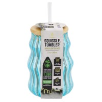 Manna Squiggle Blue Glass Wood Lid Tumbler & Straw Manna Squiggle Blue Glass Wood Lid Tumbler & Straw