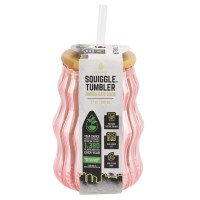 Manna Squiggle Pink Glass Wood Lid Tumbler & Straw Manna Squiggle Pink Glass Wood Lid Tumbler & Straw