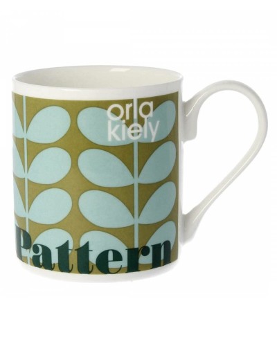 Orla Kiely Life In Pattern Green & Blue Fine Bone China Stem Mug image