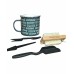 Orange Grove Mini Garden Tools & Dark Green Enamel Mug Gardening Gift Set image