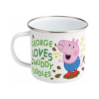 Robert Frederick Peppa Pig George Loves Muddy Puddles Design Enamel Mug