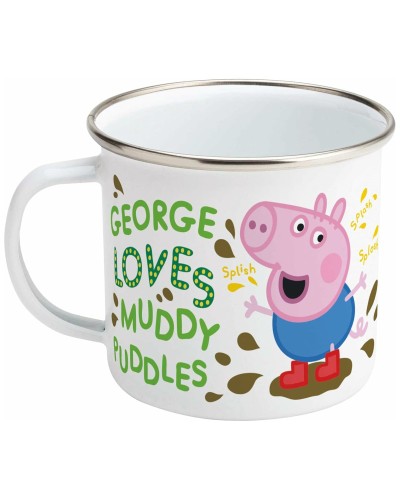 Showing image for Robert Frederick Peppa Pig George Loves Muddy Puddles Design Enamel Mug Robert Frederick Peppa Pig George Loves Muddy Puddles Design Enamel Mug Tableware, Homewares, mugs image