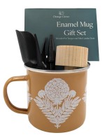 Orange Grove Mini Garden Tools Mustard Flowers Enamel Mug Gardening Gift Set Orange Grove Mini Garden Tools Mustard Flowers Enamel Mug Gardening Gift Set