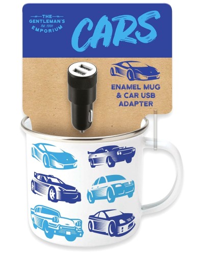 Robert Frederick Gentlemen's Emporium Enamel Cars Mug & USB Adapter Set Gift Set Homewares, Brand New , Christmas Gifts, mugs image