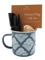 Orange Grove Mini Garden Tools & Diamond Flower Enamel Mug Gardening Gift Set