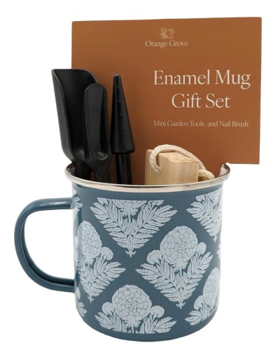 Showing image for Orange Grove Mini Garden Tools & Diamond Flower Enamel Mug Gardening Gift Set Orange Grove Mini Garden Tools & Diamond Flower Enamel Mug Gardening Gift Set Homewares, Brand New , mugs image