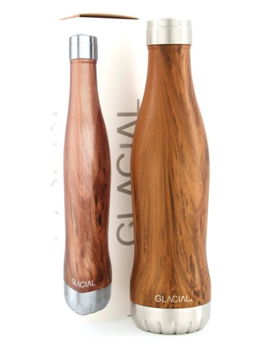 Glacial Teak Wood Stainless Steel Thermal Bottle 600ml Tableware, Homewares, Brand New , Christmas Gifts, Glacial Bottles image