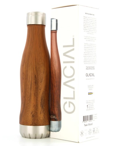 Glacial Teak Wood Stainless Steel Thermal Bottle 400ml image