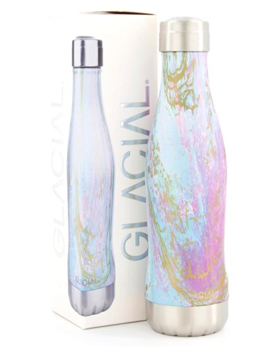 Glacial Golden Rainbow Marble Stainless Steel Thermal Bottle image