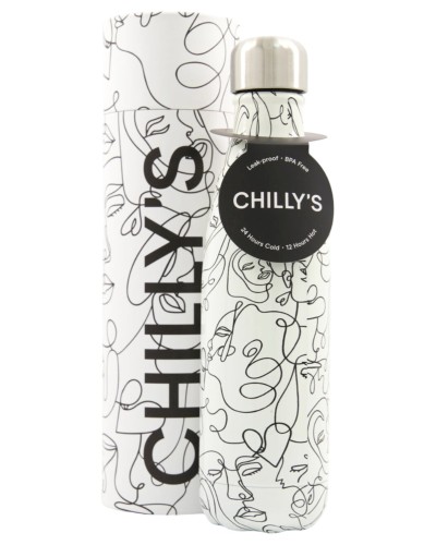 Chilly`s Faces Line Art Edition Stainless Steel Thermal Bottle 500ml Tableware, Homewares, Brand New , Christmas Gifts, Chilly`s Bottles image