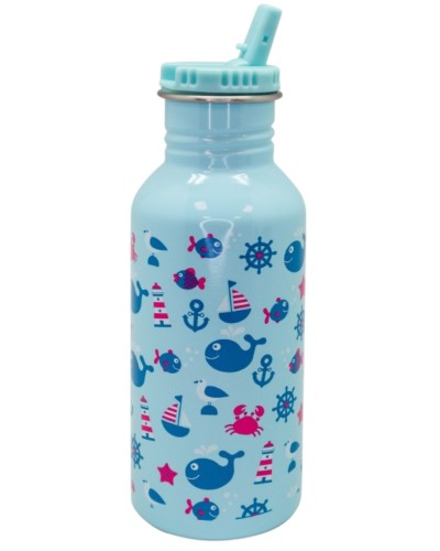 Nerthus Whales Ultralight Aluminum Bottle and Straw 500 ml Tableware, Homewares, Brand New , Christmas Gifts image