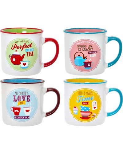Showing image for Easy Life Retro Tea Motto Tin Mugs (set of 4) Easy Life Retro Tea Motto Tin Mugs (set of 4) image