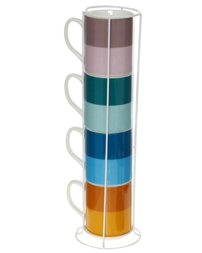 Pantone Four Multicolour Mug & Metal mug rack Set Tableware, Homewares, Brand New , mugs image