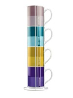 Pantone Multicolour 4 Mugs & Metal mug rack Set Pantone Multicolour 4 Mugs & Metal mug rack Set