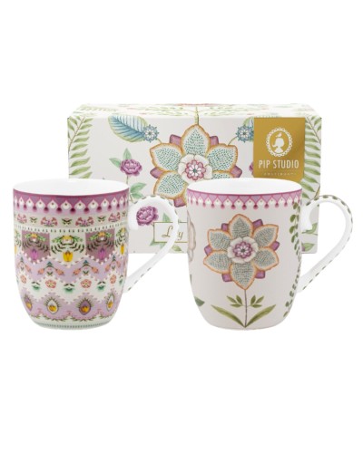Pip Studio Lily and Lotus Mugs Lilac 350ml Set/2 Tableware, Homewares, Brand New , Christmas Gifts, Wedding Gifts, mugs, Pip Studio image