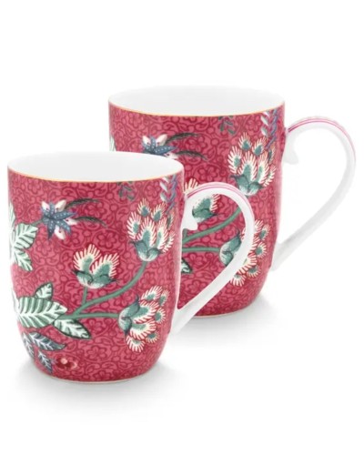 Pip Studio Flower Festival Mugs Dark Pink 145ml Set/2 Tableware, Homewares, Brand New , Christmas Gifts, Wedding Gifts, mugs, Pip Studio image