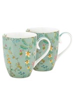 Pip Studio Jolie Flowers Mugs Blue 350ml Set/2 Pip Studio Jolie Flowers Mugs Blue 350ml Set/2