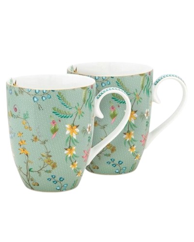 Pip Studio Jolie Flowers Mugs Blue 350ml Set/2 Tableware, Homewares, Brand New , Christmas Gifts, Wedding Gifts, mugs, Pip Studio image