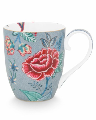 Pip Studio Flower Festival XL Mug Light Blue 450ml Tableware, Royal Albert , Brand New , mugs, Pip Studio image